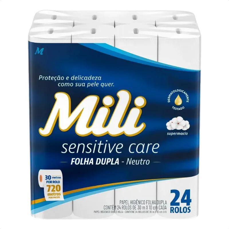 Mili Sensitive Care Neutro 24 Unidades 30m Folha Dupla