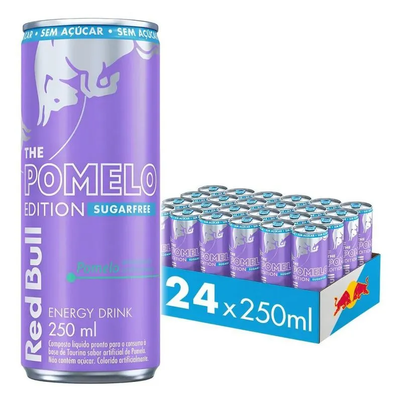 Caixa De 24 Latas Red Bull Energético, Sabor Pomelo, Sem Açú