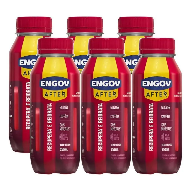 Kit 6 Bebida Engov After Red Hits Recupera Reenergiza 250ml