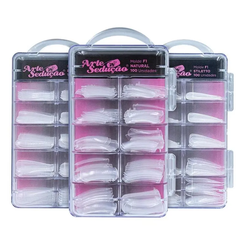 2x Kit 300 Molde F1 Stiletto, Bailarina, Natural, Arte Seduç