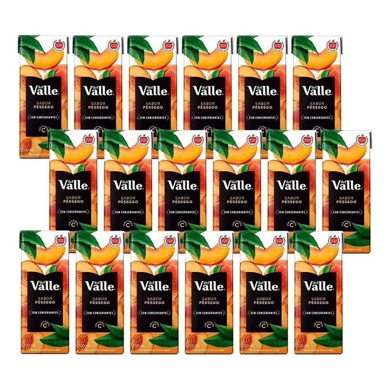 Caixa Del Valle Nectar Suco Pessego C 18 Unidades De 200 Ml