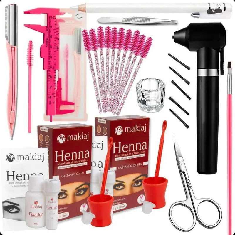 Kit Henna Sobrancelhas Material Completo Design Henna Makiaj