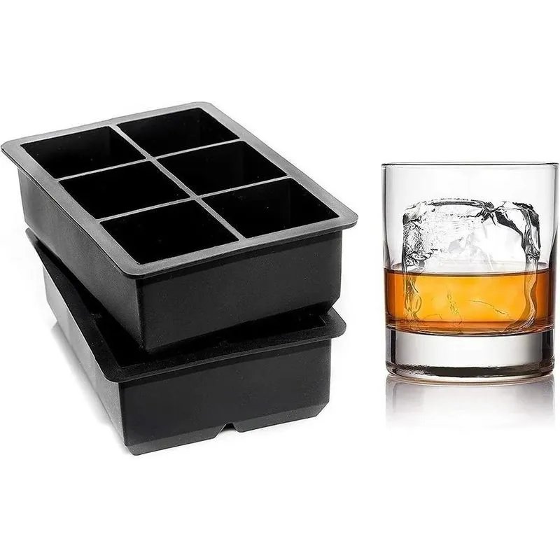 3x Forma De Gelo Silicone 6 Cubos Quadrado Grande Excelente