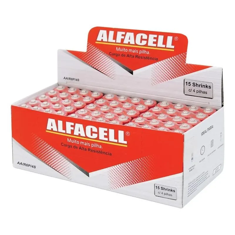 Pilha Pequena Alfacell Aa 1.5v Caixa 60 Unidades