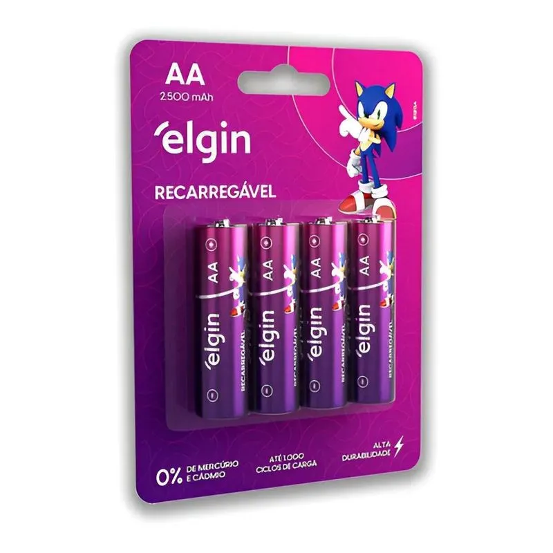 Pilha Recarregável Elgin Aa 2500 Mah 1,2v Com 4 Un - 82173