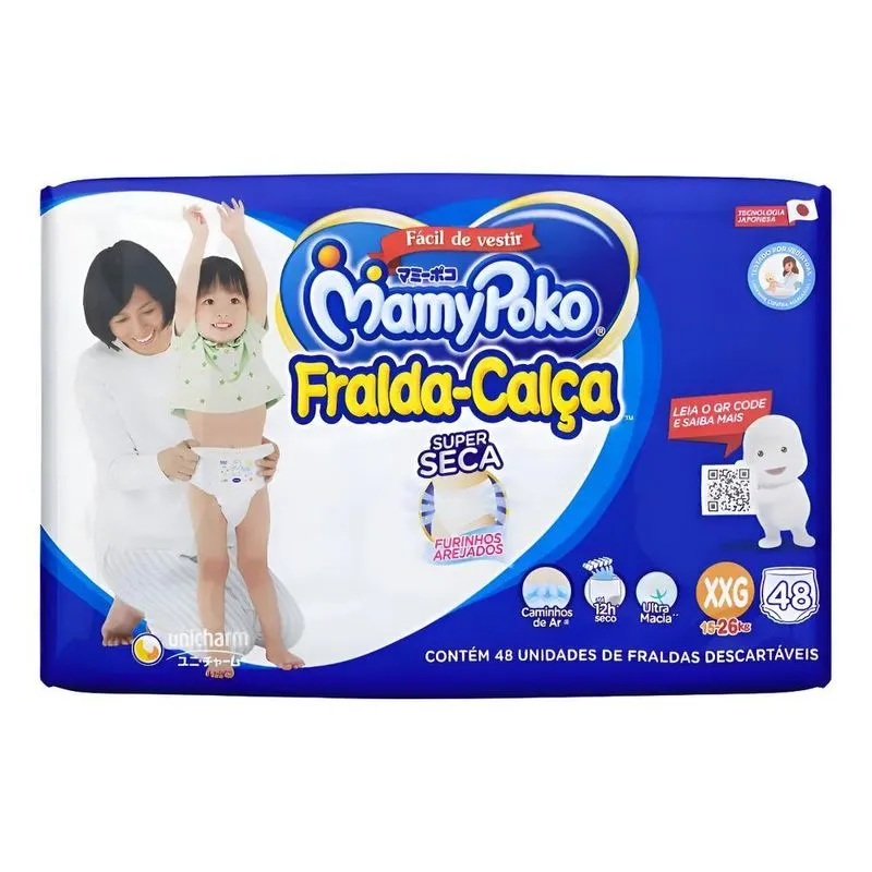 Fraldas Mamypoko Super Seca Calça Xxg X 48 Unidades