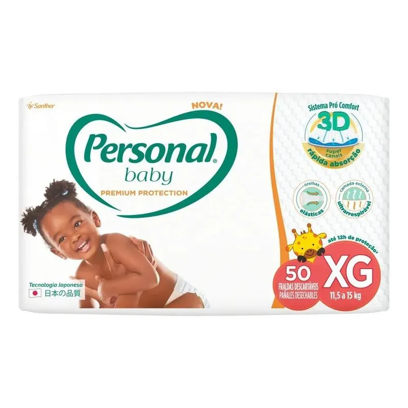 Fraldas Personal Baby Premium Protection Xg En Kit De 50 X 5