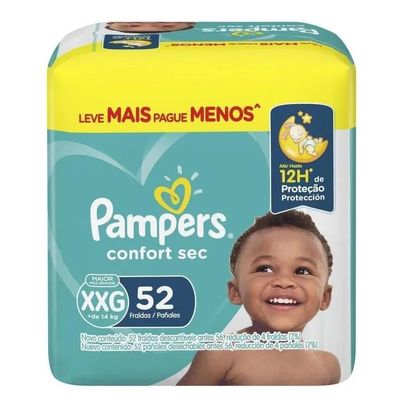 Fralda Pampers Confort Sec Xxg X 52 Unidades
