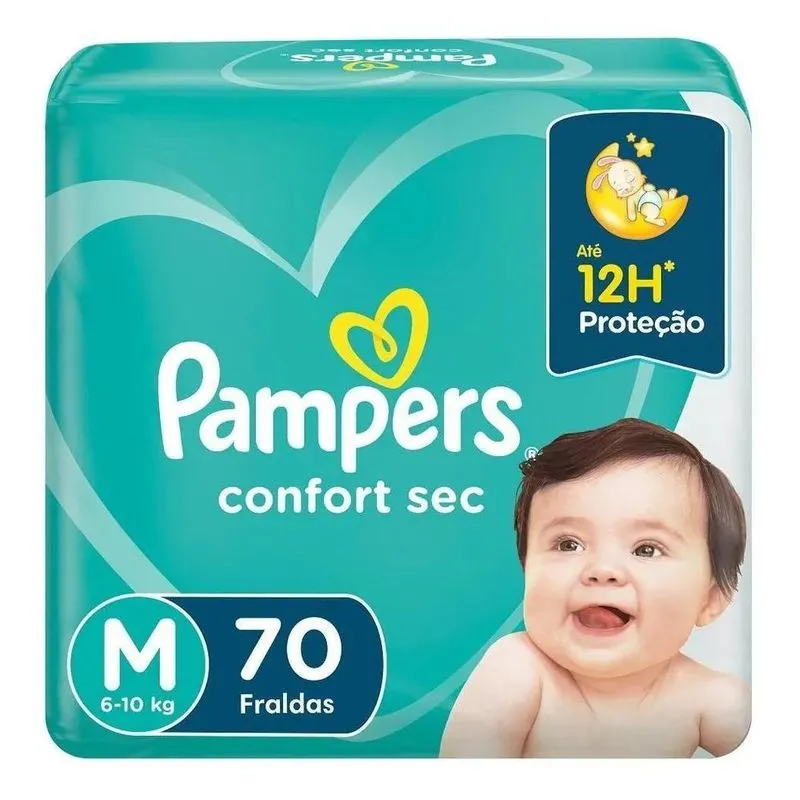 Fraldas Pampers Confort Sec M X 70 Unidades