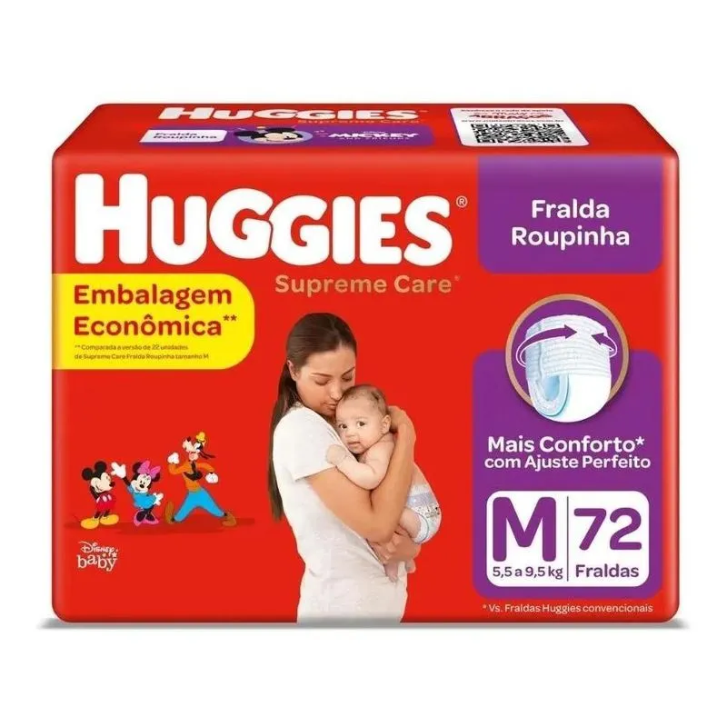 Fralda Huggies Supreme Care Roupinha M - 72 Fraldas