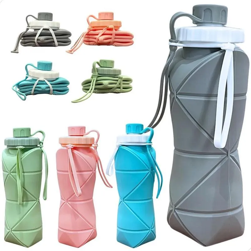 5x Garrafa De Água Silicone Dobrável Retrátil E Ecológico 60