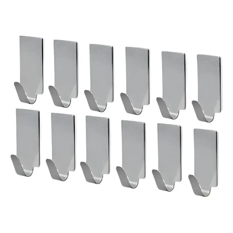 Gancho Parede Adesivo Inox Kit 12 Peças Organizador Multiuso