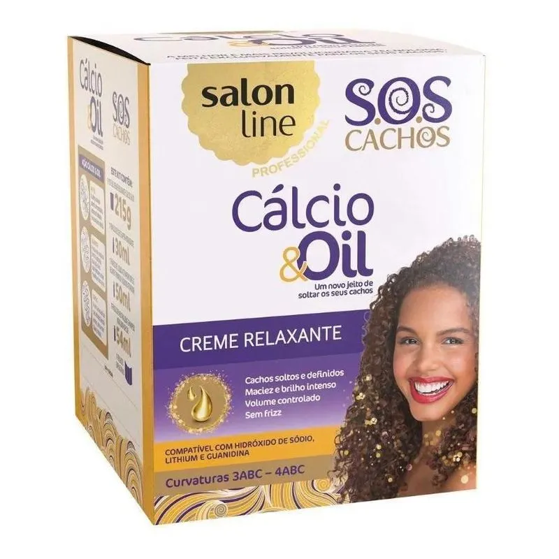 5x Kit Guanidina Relaxante Solta Cachos Cálcio &amp; Oil Salon L
