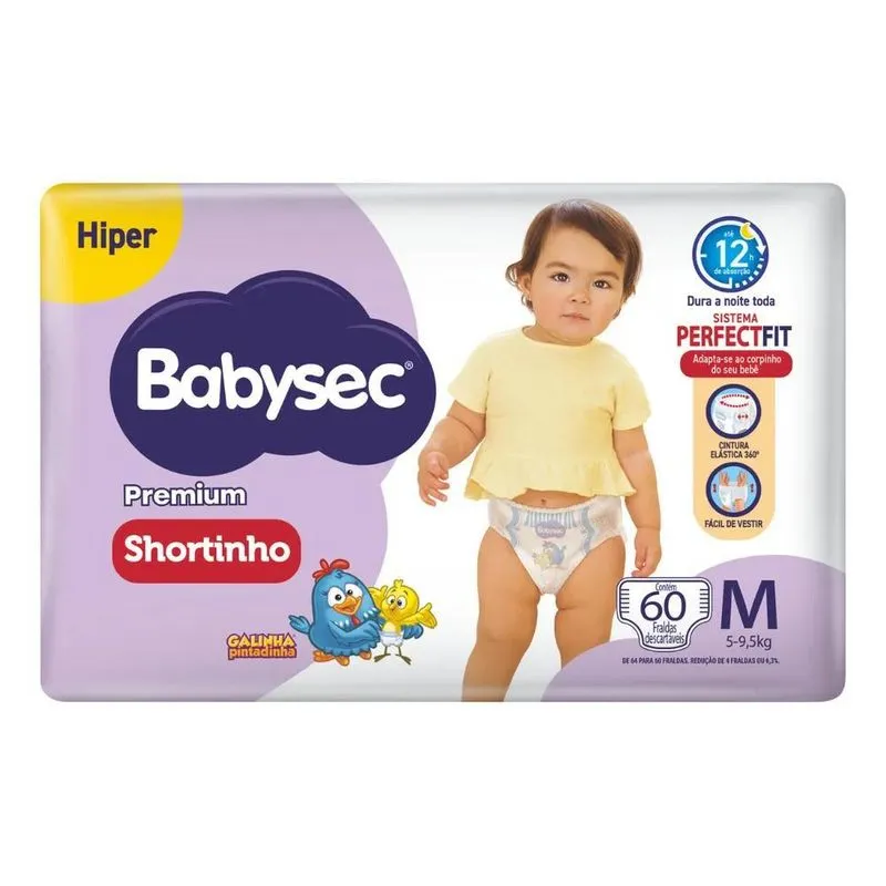 Fralda Babysec Galinha Pintadinha Shortinho Pants Pacotão Gê