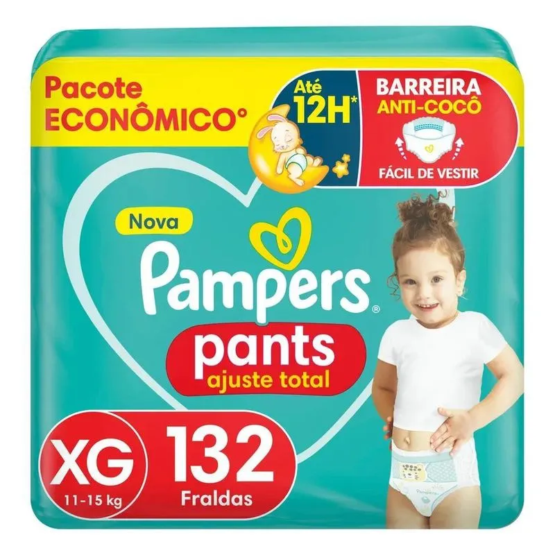 Fralda Pampers Pants Ajuste Total Tamanho XG, 132 Unidades