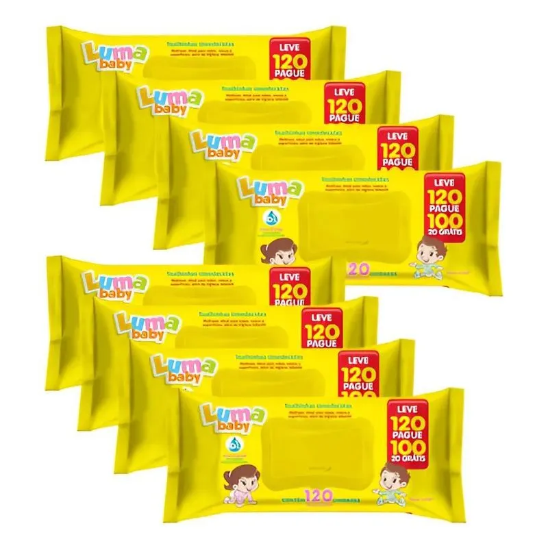 Kit C/8 Toalhas Umedecidas Luma Baby C/120 Unidades