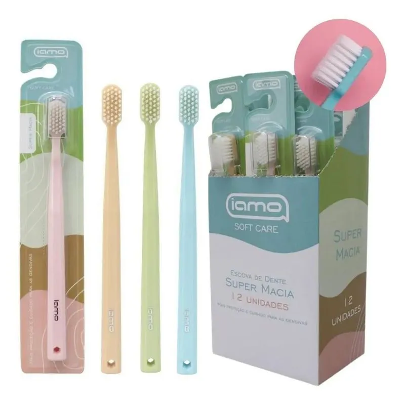 Kit 12 Escovas Dente Ultra Macia Soft Care Capa Pasteis