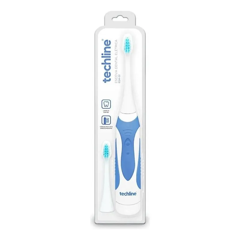 Escova Dental Eletrica Eda-01 Com Refil Extra Branca E Azul