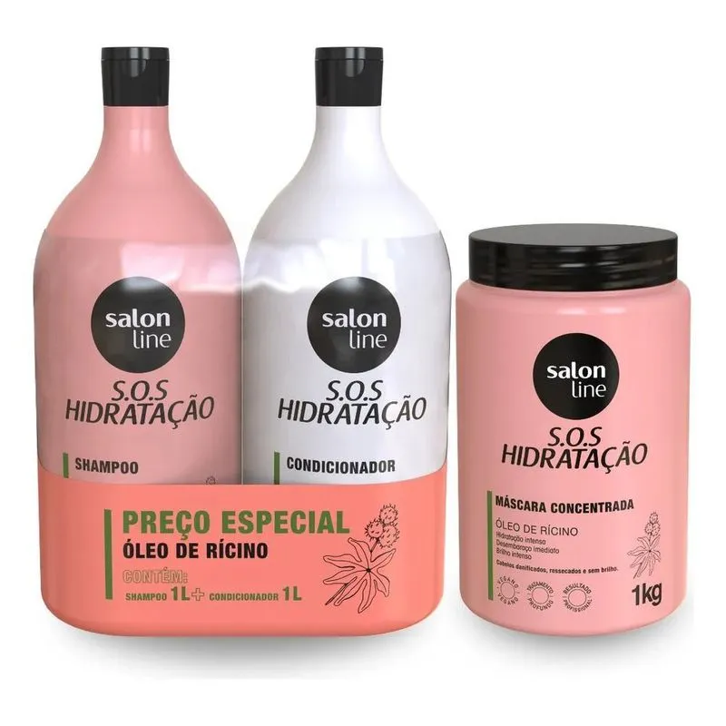 10x Kit Shampoo E Condicionador 1l + Máscara 1kg Sos Hidrat