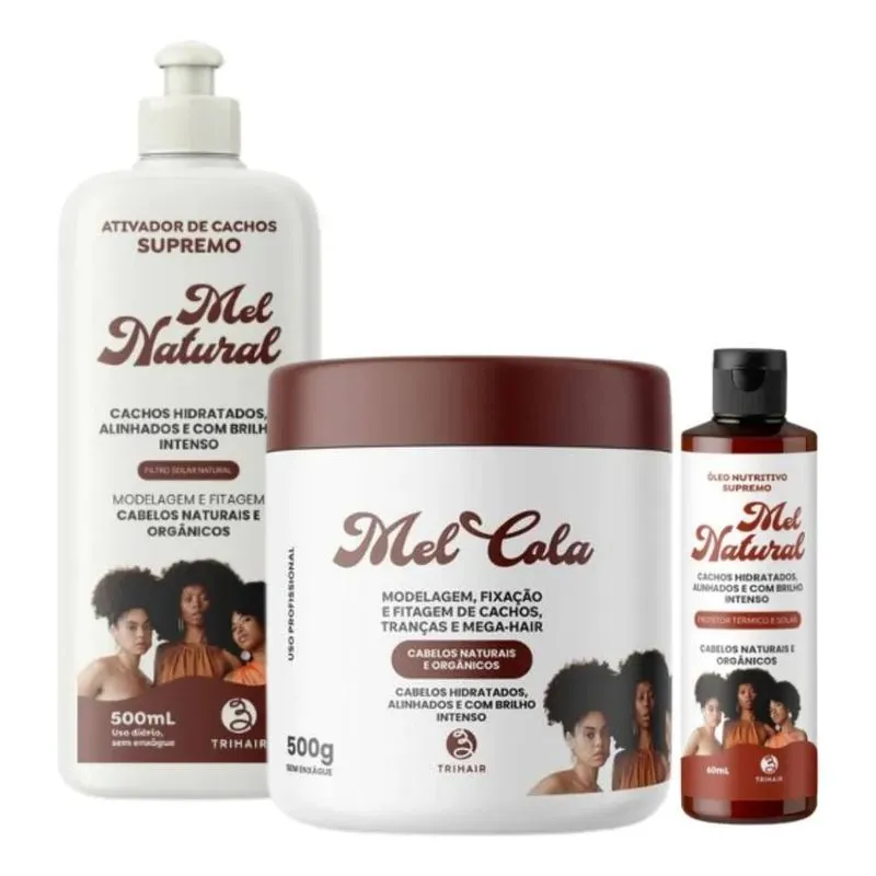Kit Mel Cola 500g + Ativador Mel Natural 500ml + Óleo 60 Ml