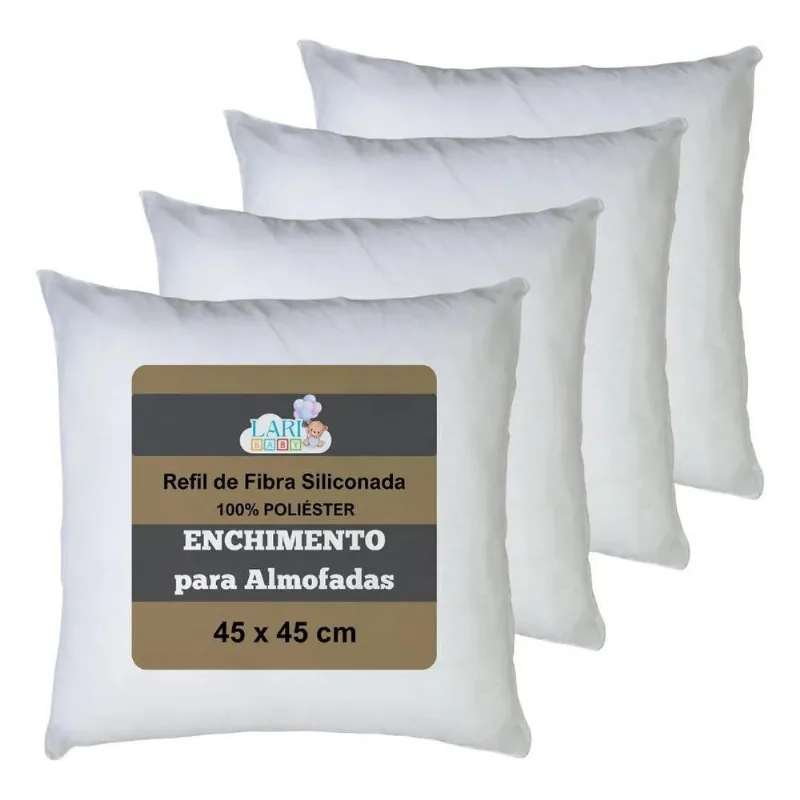 Enchimento Almofada Refil 45x45 Silicone Kit Com 4 Uni Branc