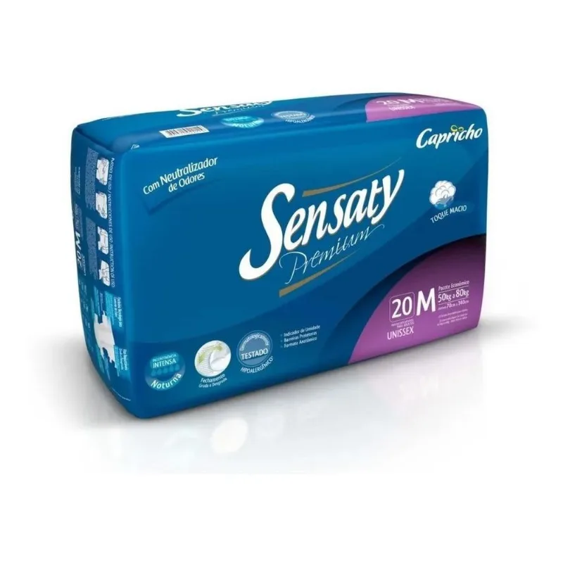 Fralda Geriátrica Sensaty Premium Noturna M Com 20 Unidades