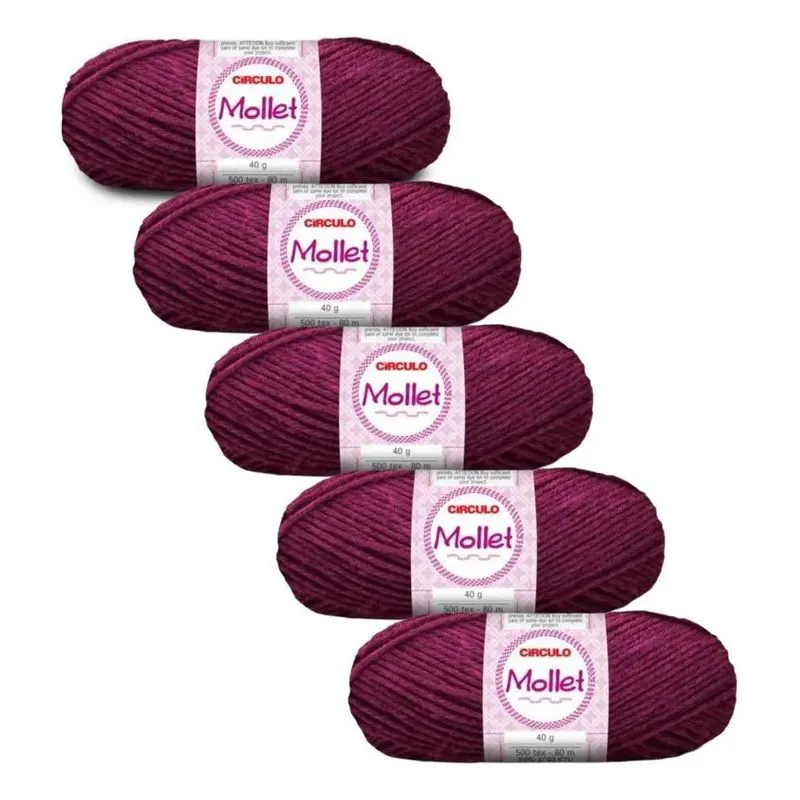 Fio Ideal Para Artesanato - Kit 5 Novelos Lã M 6489 Lambada