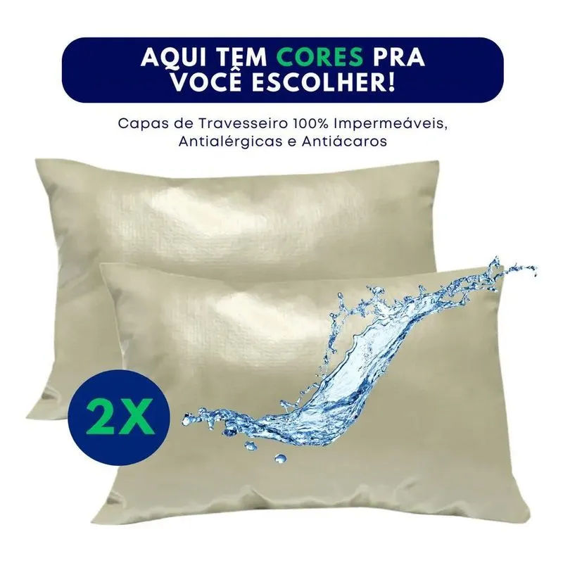 Kit 2 Capas Para Travesseiro Protetor Antiácaro Macio E Sile