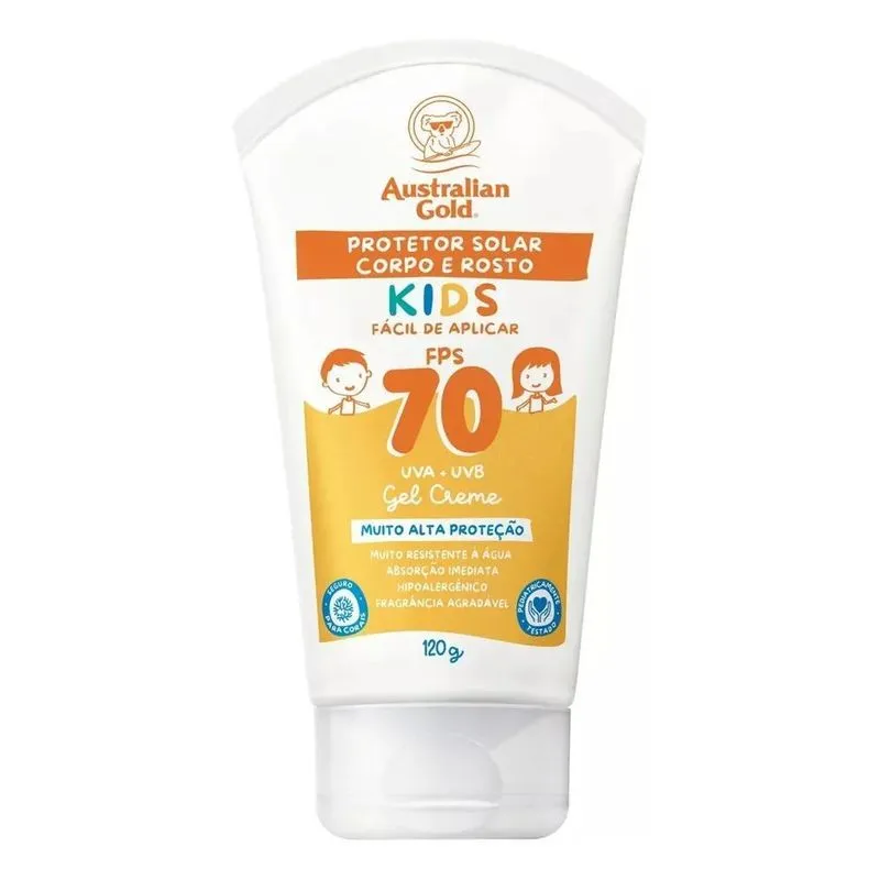 Protetor Solar Australian Gold Kids Corpo E Rosto FPS70 120g