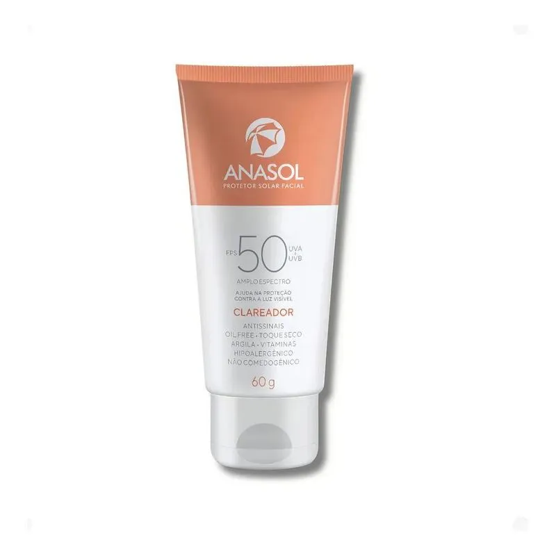 Protetor Solar Facial Anasol 50fps Clareador 60g Antissinais