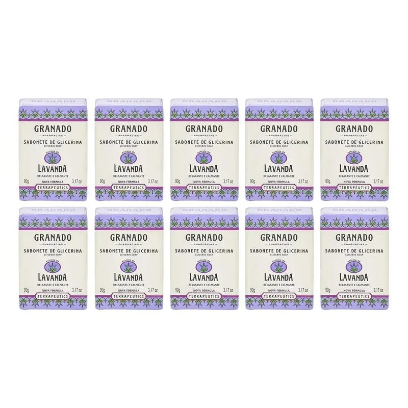 Kit Sabonete Granado Barra Glicerina Lavanda 90g Pétalo 10un