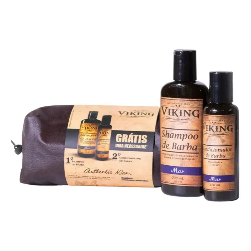 Kit Necessaire Shampoo E Condicionador De Barba Mar Viking