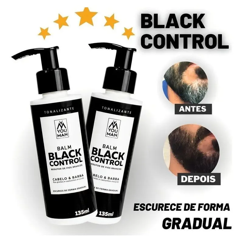 Kit 2x Balm Escurecedor Barba E Cabelo Black Control You Man
