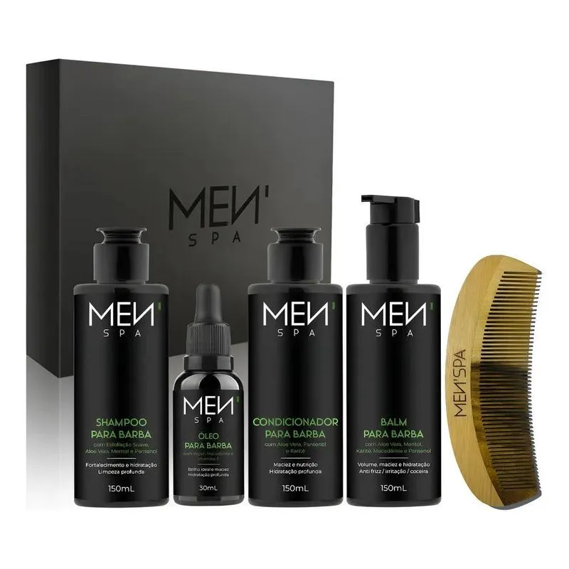 Kit Barba Completo: Shampoo Condicionador Balm Óleo Pente