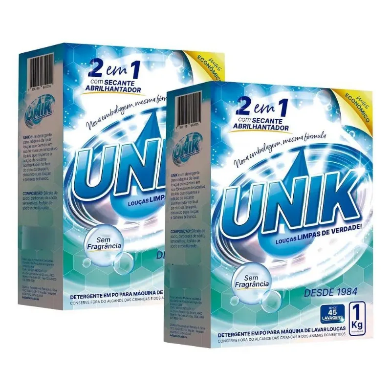 Detergente P Máquina De Lavar Louça Unik 2kg S Fragrância Pó