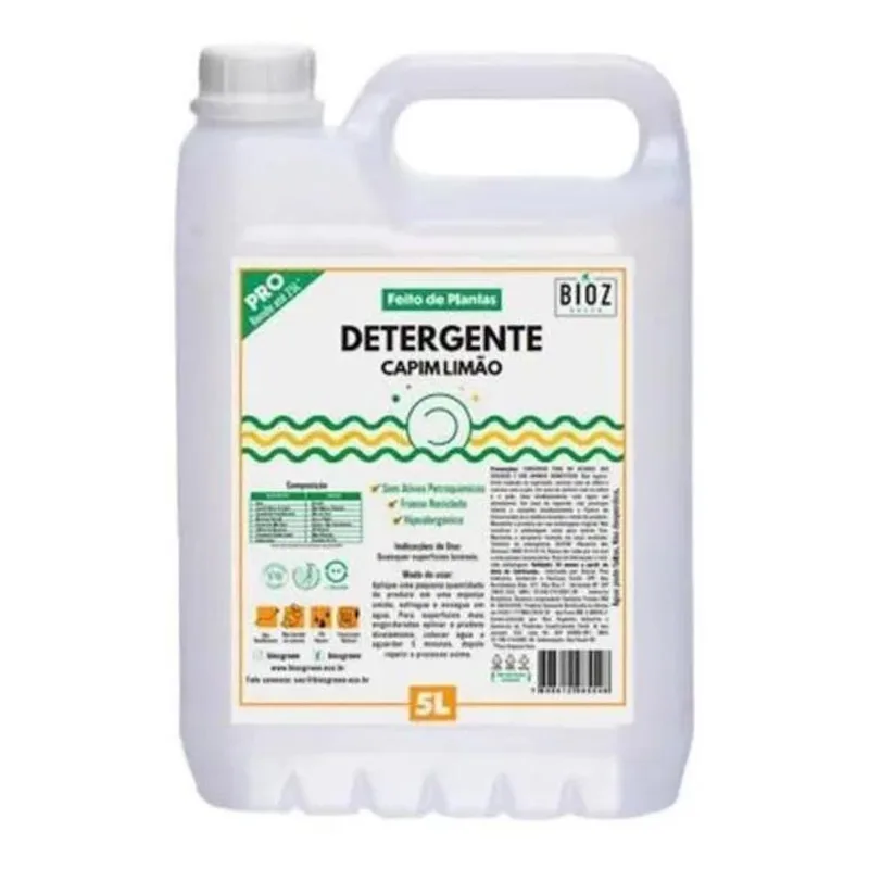 Detergente De Capim Limão Biodegradável Bioz Green 5l