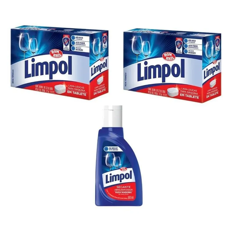 2 Sabao Maquina De Lavar Louça Tabletes + 1 Secantes Limpol