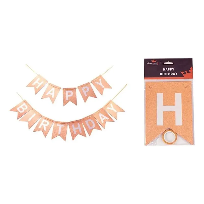 10x Faixa Decorativa Grande - Happy Birthday Glitter Gold C