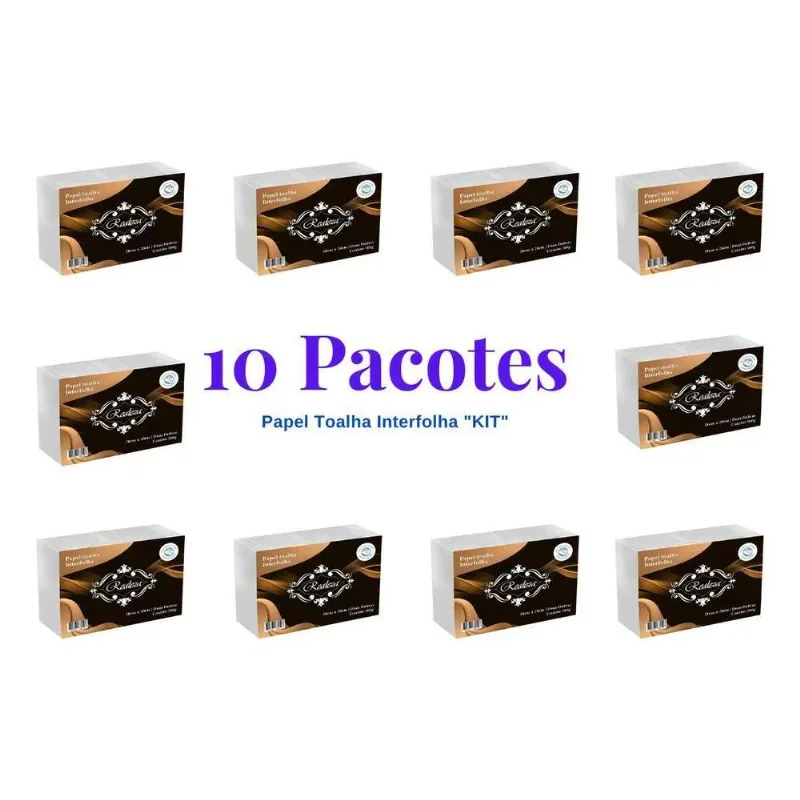 Kit 10 Pacotes Papel Toalha Interfolha Branco Secar As Mãos