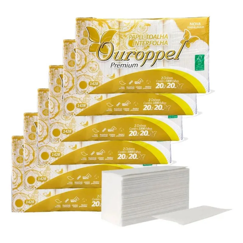 Kit 6000 Papel Tolha Interfolha Extra Luxo 100% Celulose
