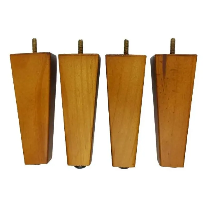 3x Pé Trapezio Madeira Para Móveis, 15cm Kit 4 Pés Sofás Puf