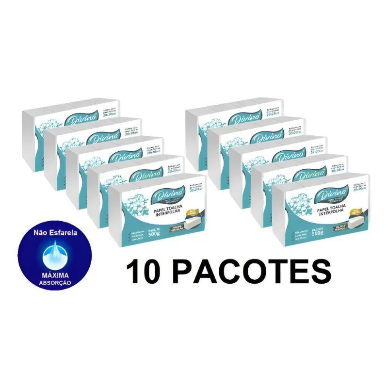 10 Pacotes Divino Papel Toalha Interfolha Para Secar As Mãos