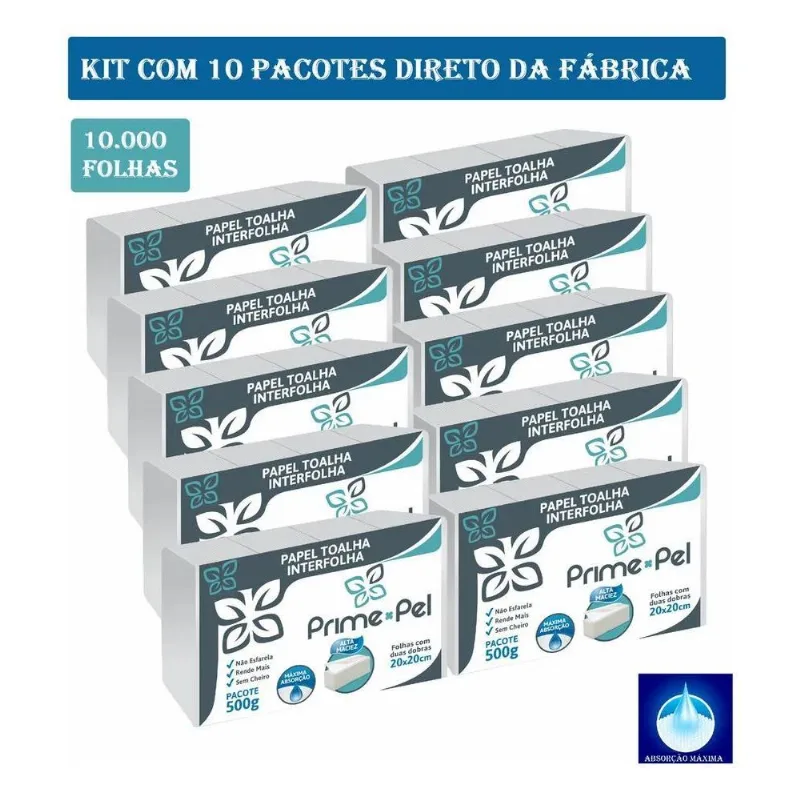 Papel Toalha Interfolhado Interfolha Branco Luxo Banheiro 10