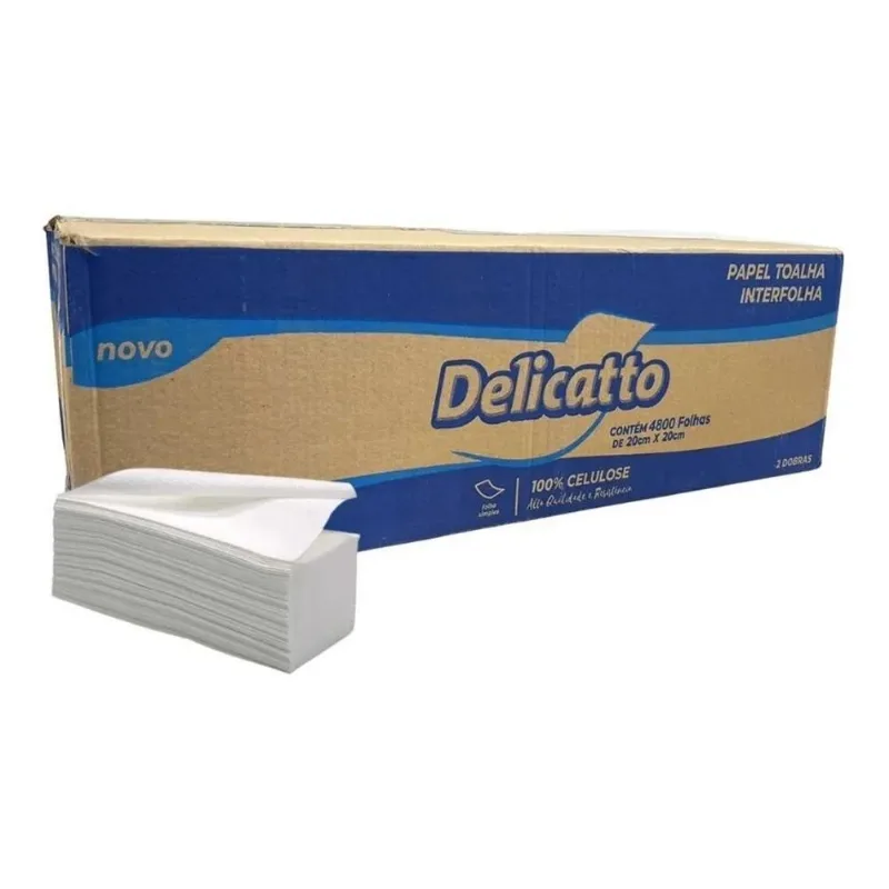 Papel Interfolha Delicatto 100% Celulose 20x20 - 4800 Folhas