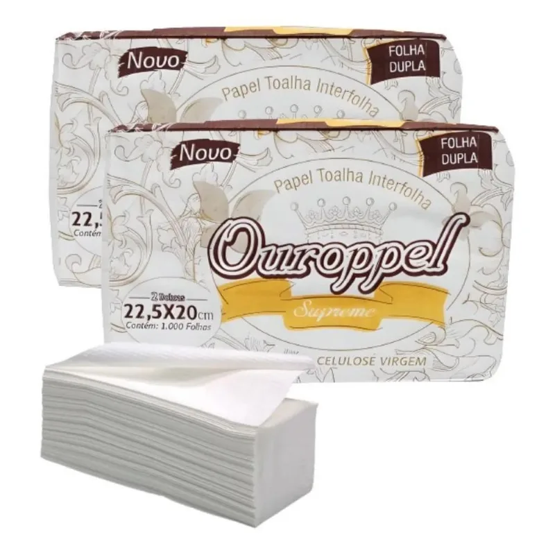 2000 Folhas Duplas Extra Luxo Papel Toalha Interfolha 32g