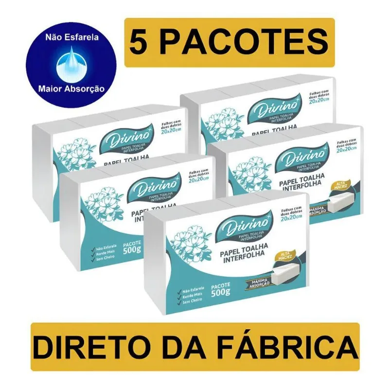 Papel Toalha Branco Interfolhado De Secar As Mãos Banheiro 5