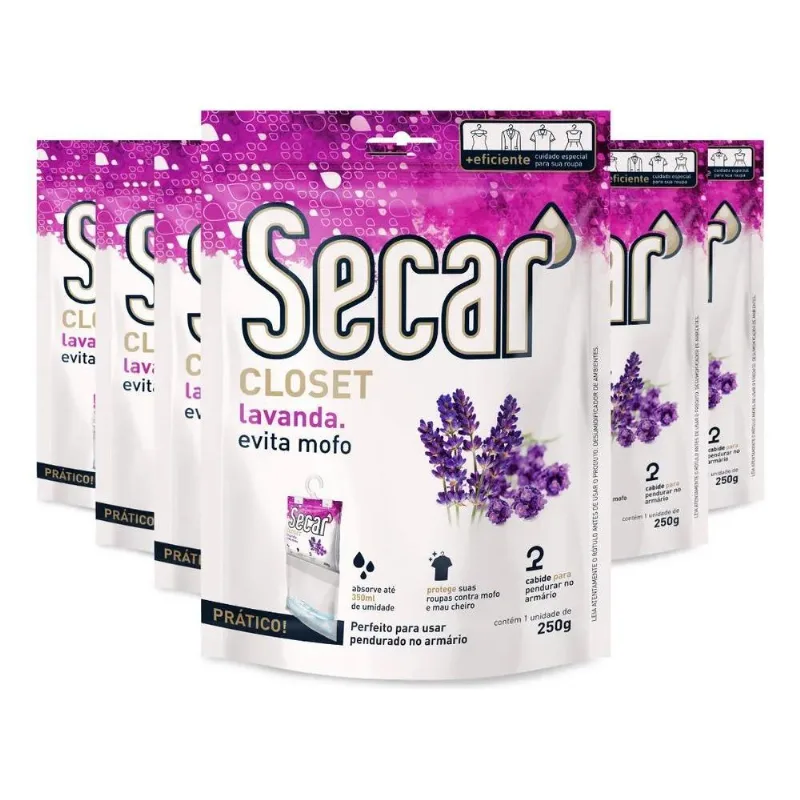 Kit 6 Anti Mofo Secar Closet Lavanda 250g - Armario