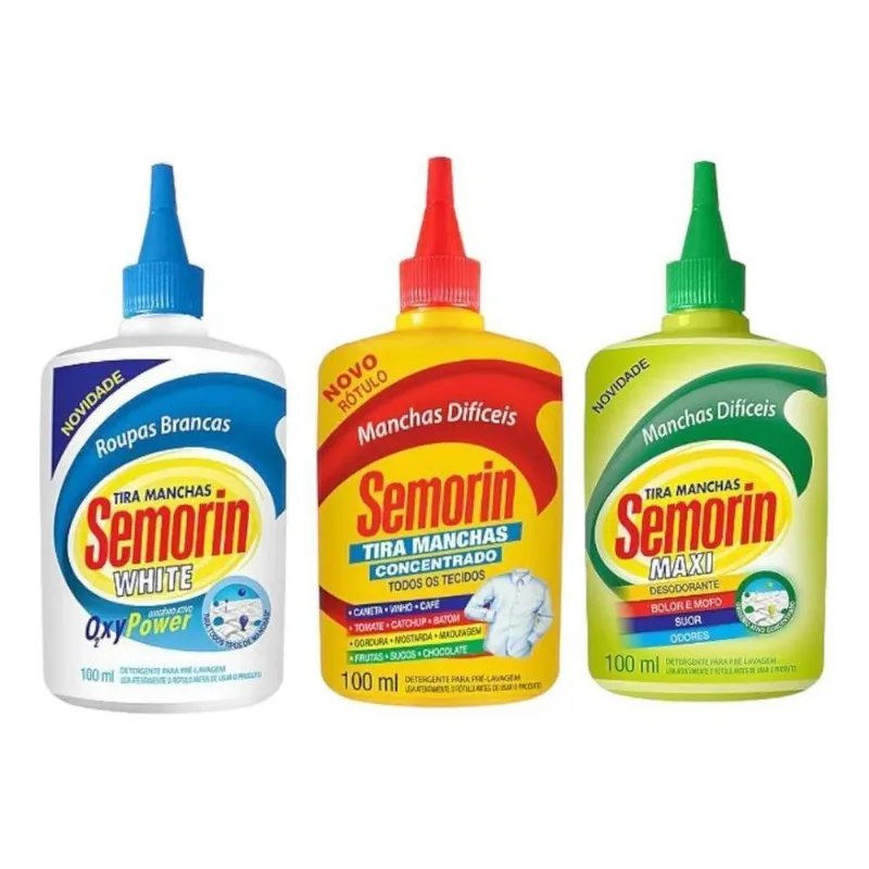 Kit Semorin Tira Manchas: Tradicional + Maxi + White 100ml
