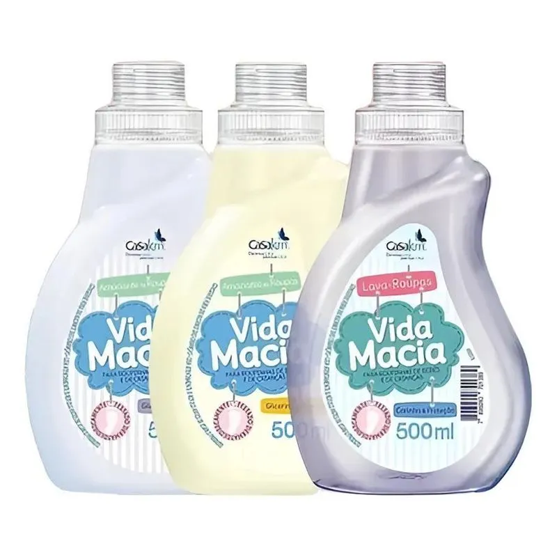 Kit 3 Vida Macia 1 Lava Roupa 2 Amaciante Amêndoa Camomila