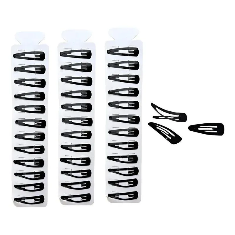 36 Presilhas Médias Tic Tac Para Cabelo Ata Preto
